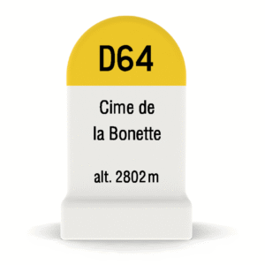 Borne kilométrique miniature de la Cime de la Bonette, souvenir de cyclisme et de montagne
