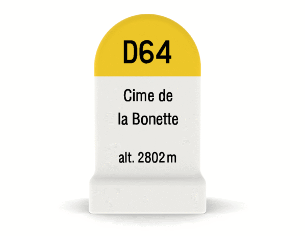 Borne kilométrique miniature de la Cime de la Bonette, souvenir de cyclisme et de montagne