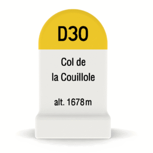 Borne kilométrique miniature du Col de la Couillole, souvenir de cyclisme et de montagne