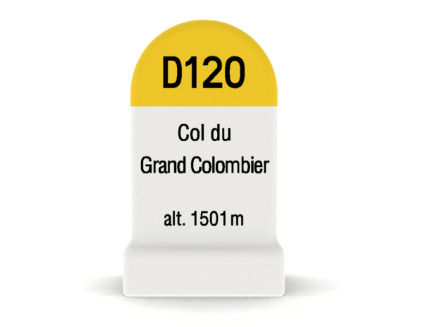 Borne kilométrique miniature du Col du Grand Colombier, souvenir de cyclisme et de montagne