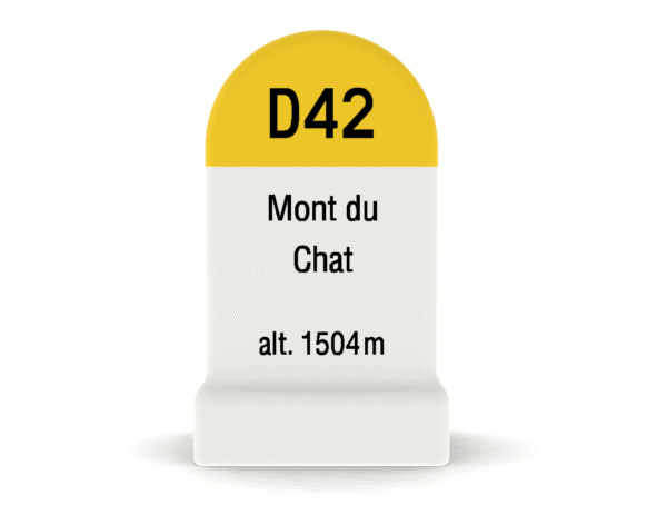 Borne kilométrique miniature du Mont du Chat, souvenir de cyclisme et de montagne